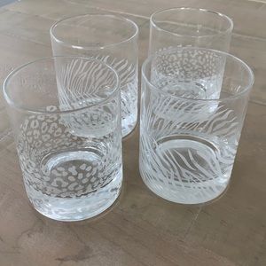 4 animal print glasses. Never used!
